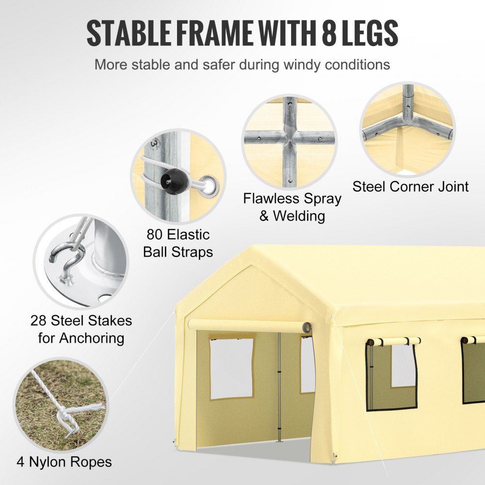 010818245063 - 10x20 ft All-Weather Car Canopy with Heavy-Duty Support