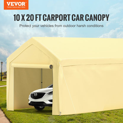 010331385442 - 10x20ft VEVOR Car Canopy with Adjustable Height & Weather Resistance