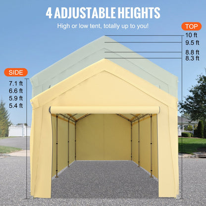 010331385442 - 10x20ft VEVOR Car Canopy with Adjustable Height & Weather Resistance