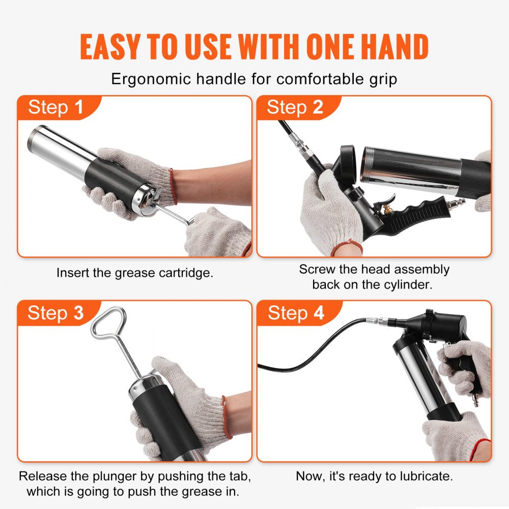 LD-801 - Pneumatic 6000 PSI Grease Gun with Flexible Hose and Couplers