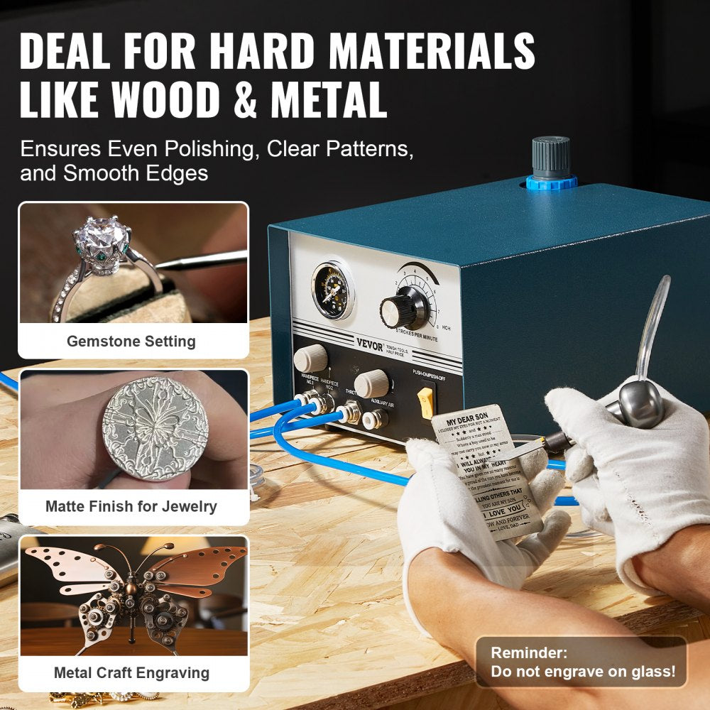 KD-Q102 - VEVOR 60W Pneumatic Engraver with Adjustable 1200-6000 RPM