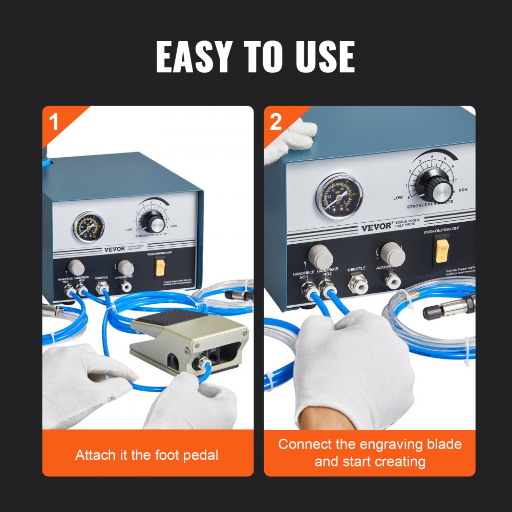 KD-Q102 - VEVOR 60W Pneumatic Engraver with Adjustable 1200-6000 RPM