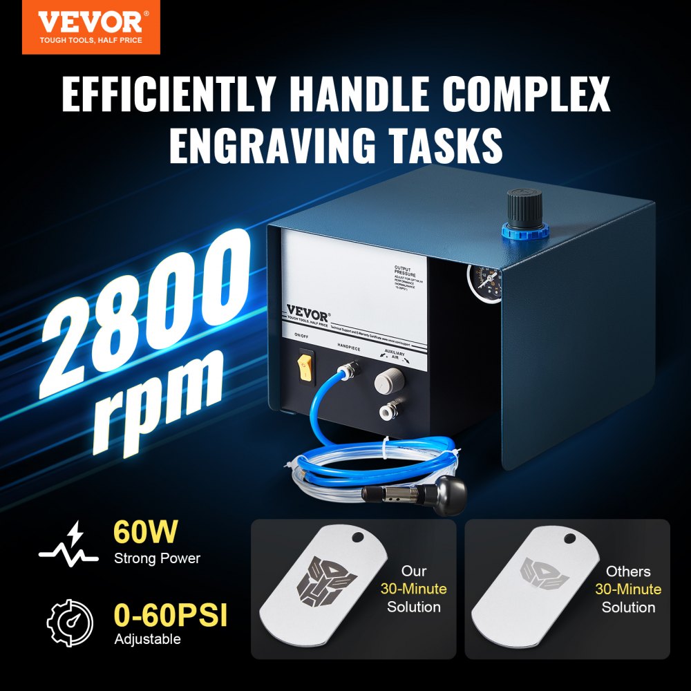 KD-Q101 - Compact 60W Pneumatic Engraver with Foot Pedal Control