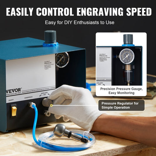 KD-Q101 - Compact 60W Pneumatic Engraver with Foot Pedal Control