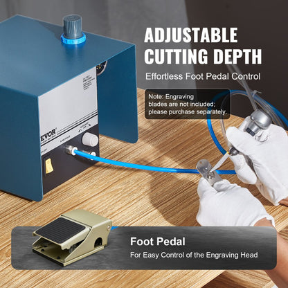 KD-Q101 - Compact 60W Pneumatic Engraver with Foot Pedal Control