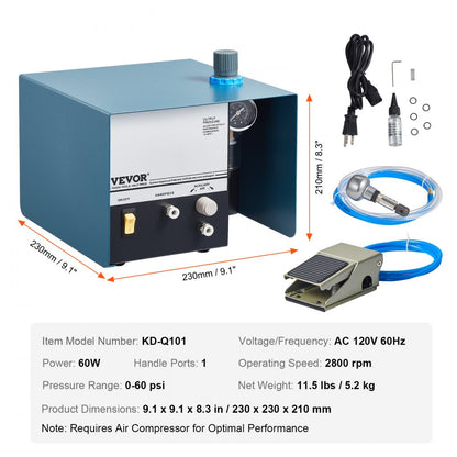 KD-Q101 - Compact 60W Pneumatic Engraver with Foot Pedal Control