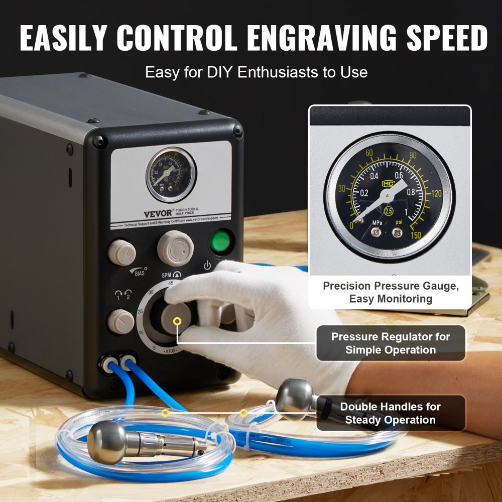 KD-Q202 - 80W Dual-Head Pneumatic Engraver for Precision Crafting