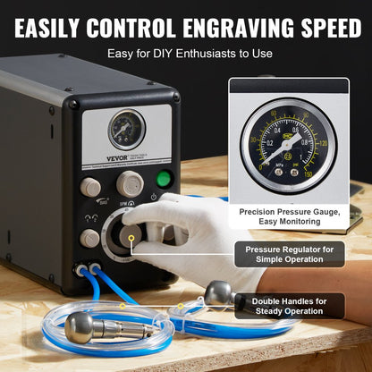 KD-Q202 - 80W Dual-Head Pneumatic Engraver for Precision Crafting