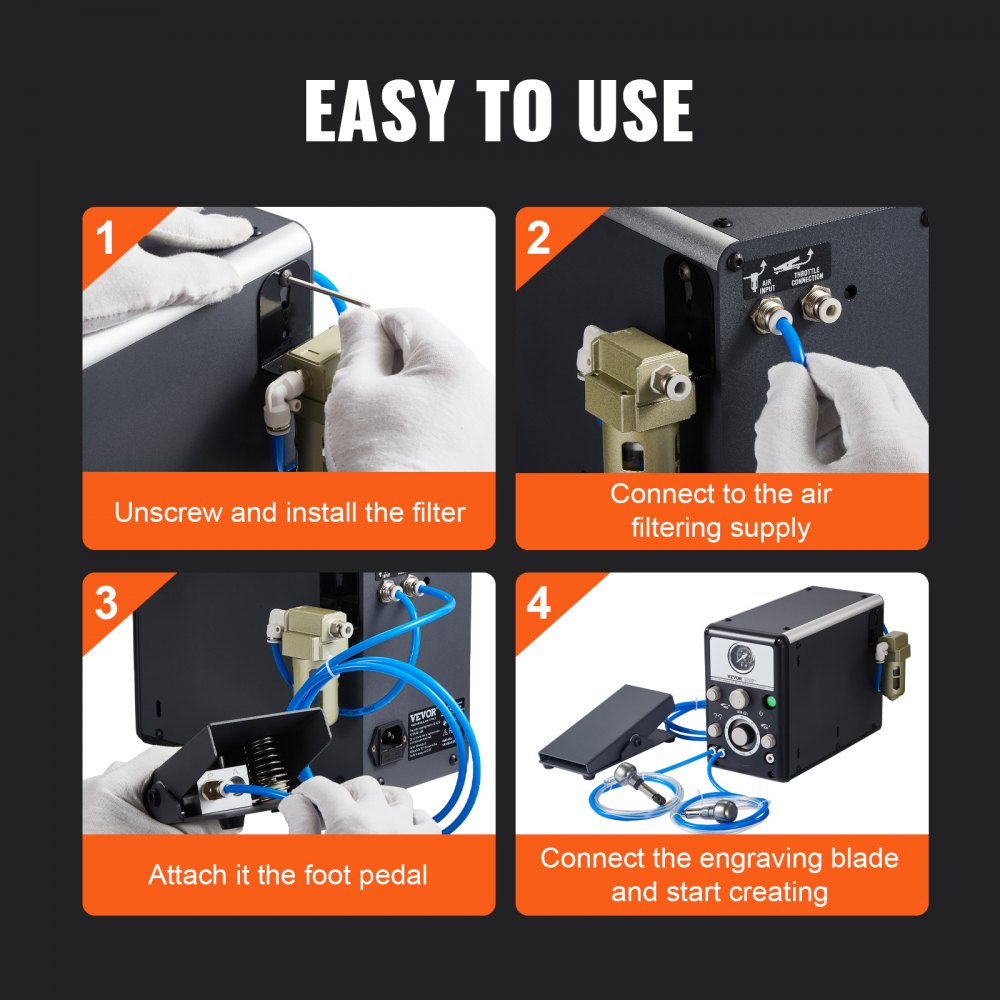 KD-Q202 - 80W Dual-Head Pneumatic Engraver for Precision Crafting