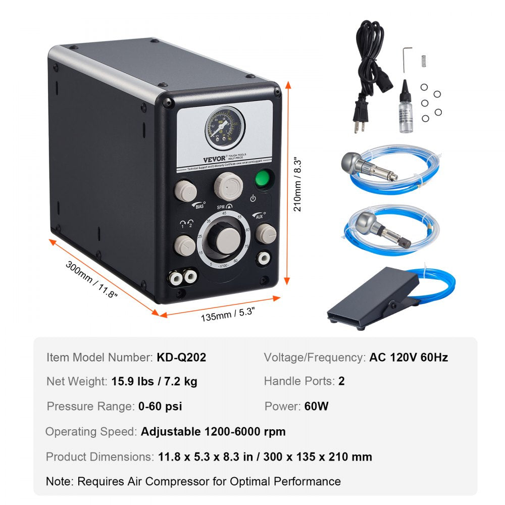 KD-Q202 - 80W Dual-Head Pneumatic Engraver for Precision Crafting