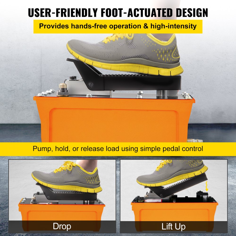 010886091301 - High-Pressure Hydraulic Foot Pump for Auto Body, Hands-Free Function