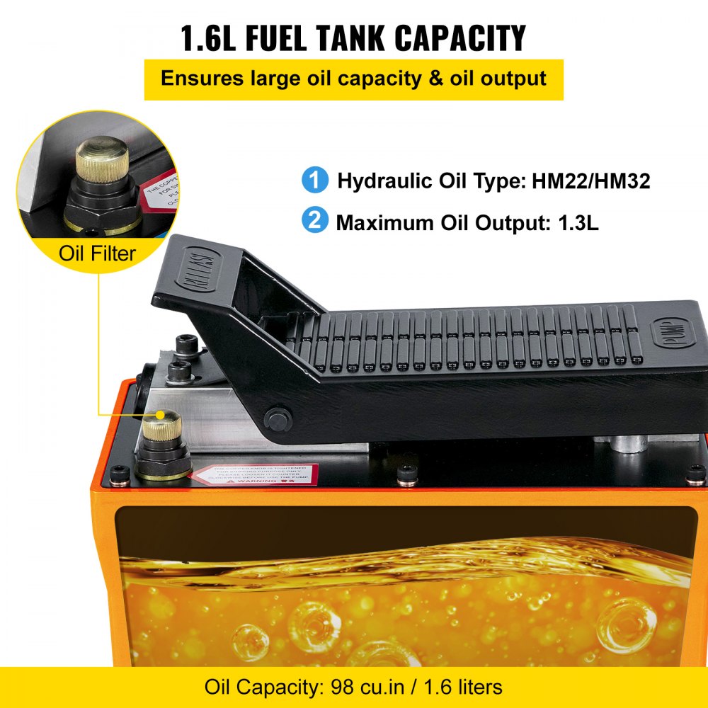 010886091301 - High-Pressure Hydraulic Foot Pump for Auto Body, Hands-Free Function