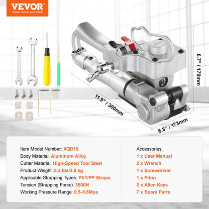 XQD19 - Lightweight Pneumatic Strapping Tool for 1/2" to 3/4" Packaging