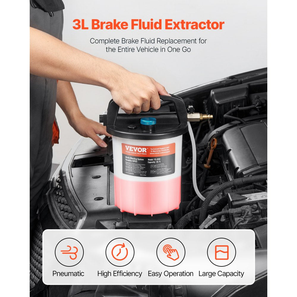 YS-090 - 3L Pneumatic Brake Fluid Extractor with 13 Connectors