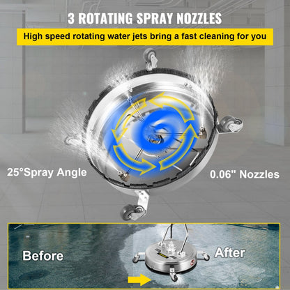 VV-SWC-21 - Stainless Steel Pressure Washer Surface Cleaner with Wheels