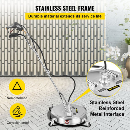 VV-SWC-21 - Stainless Steel Pressure Washer Surface Cleaner with Wheels