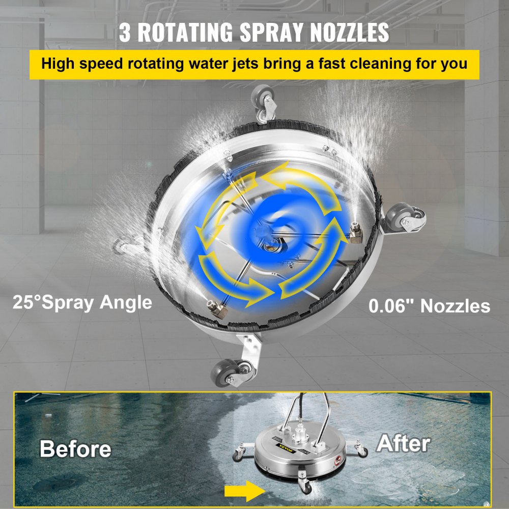 VV-SWC-24 - 24" Stainless Steel Surface Cleaner with High-Pressure Functionality