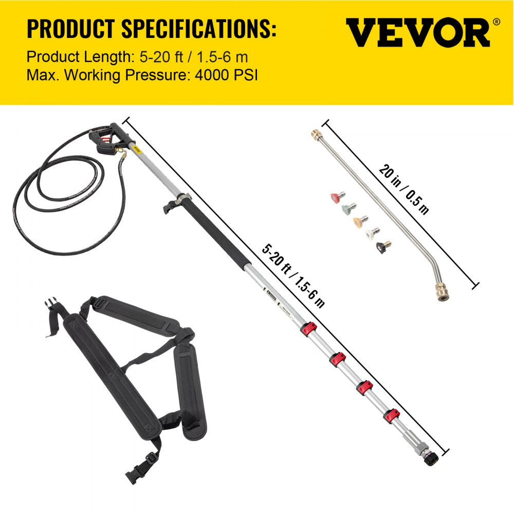 VV-TWW-20 - Lightweight Telescoping Wand for High-Efficiency Outdoor Cleaning
