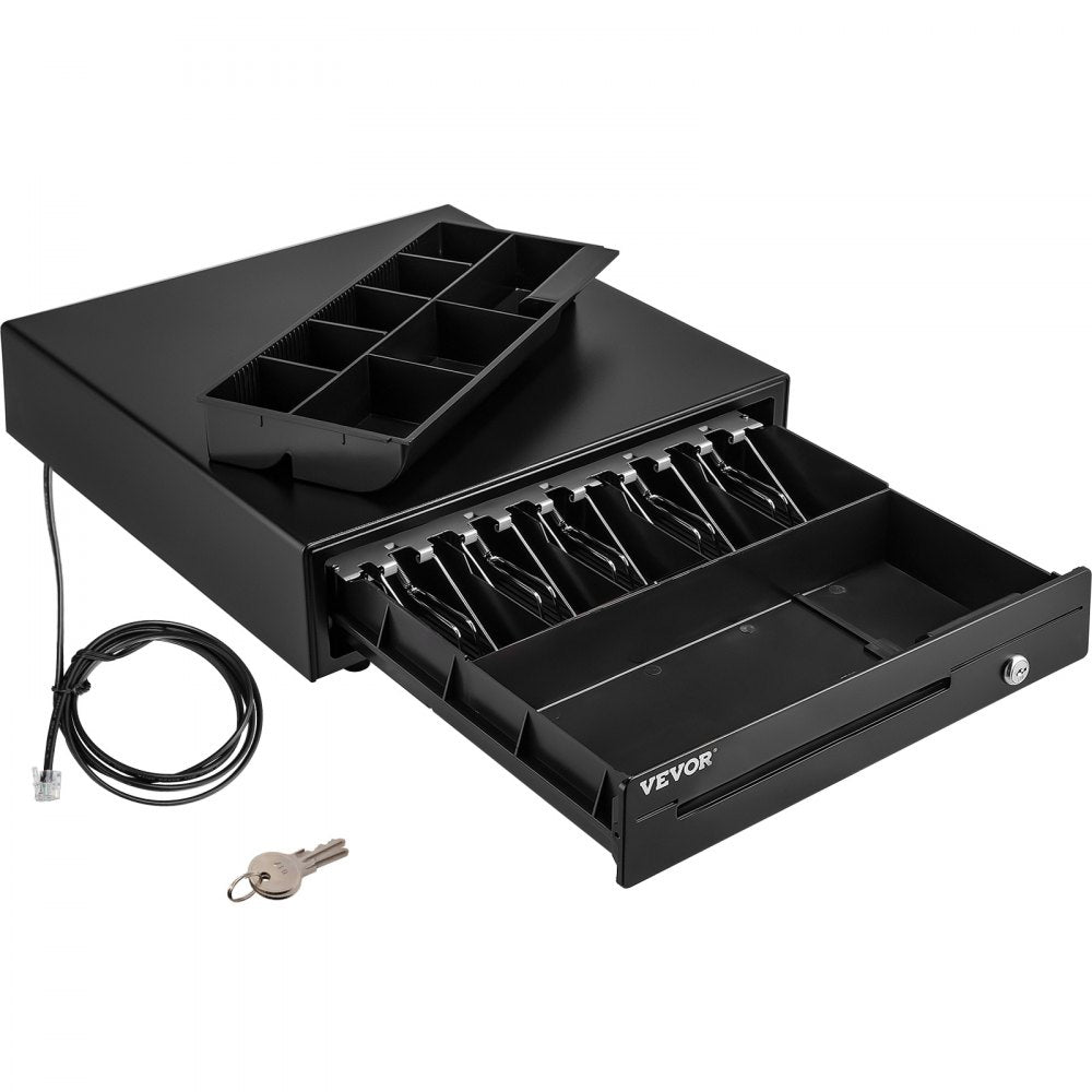 ECD-4102 - 16" VEVOR Cash Drawer with 5 Bill Compartments & 8 Coin Trays
