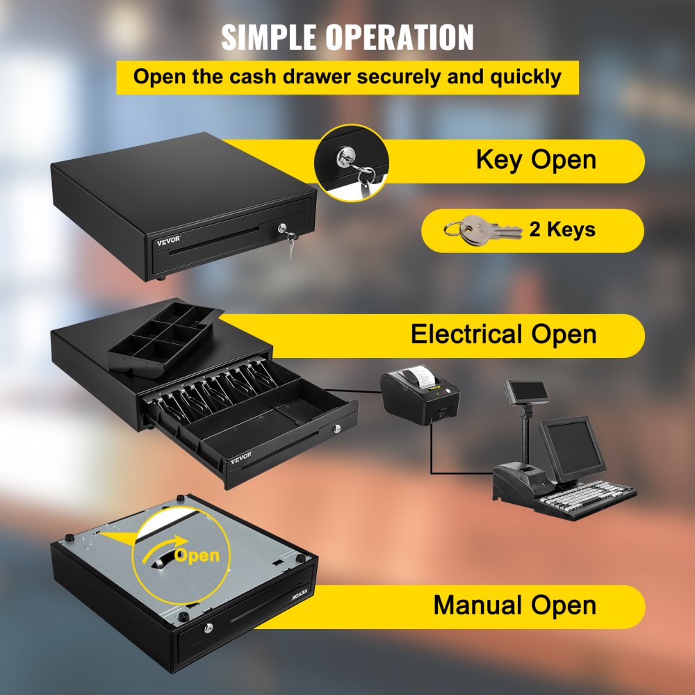 ECD-4101 - Durable Cash Register Drawer - 16.1" x 16.5" with 11 Compartments
