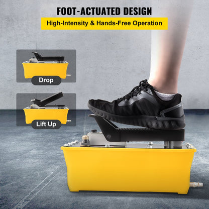 NAP001 - Compact Air Hydraulic Foot Pump for Auto Body Shop, 10,000 PSI