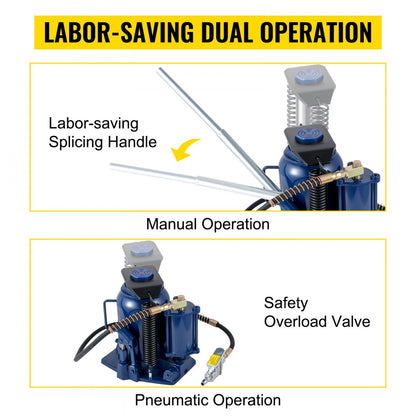 QJD-32B - 32 Ton Dual Operation Air Hydraulic Bottle Jack