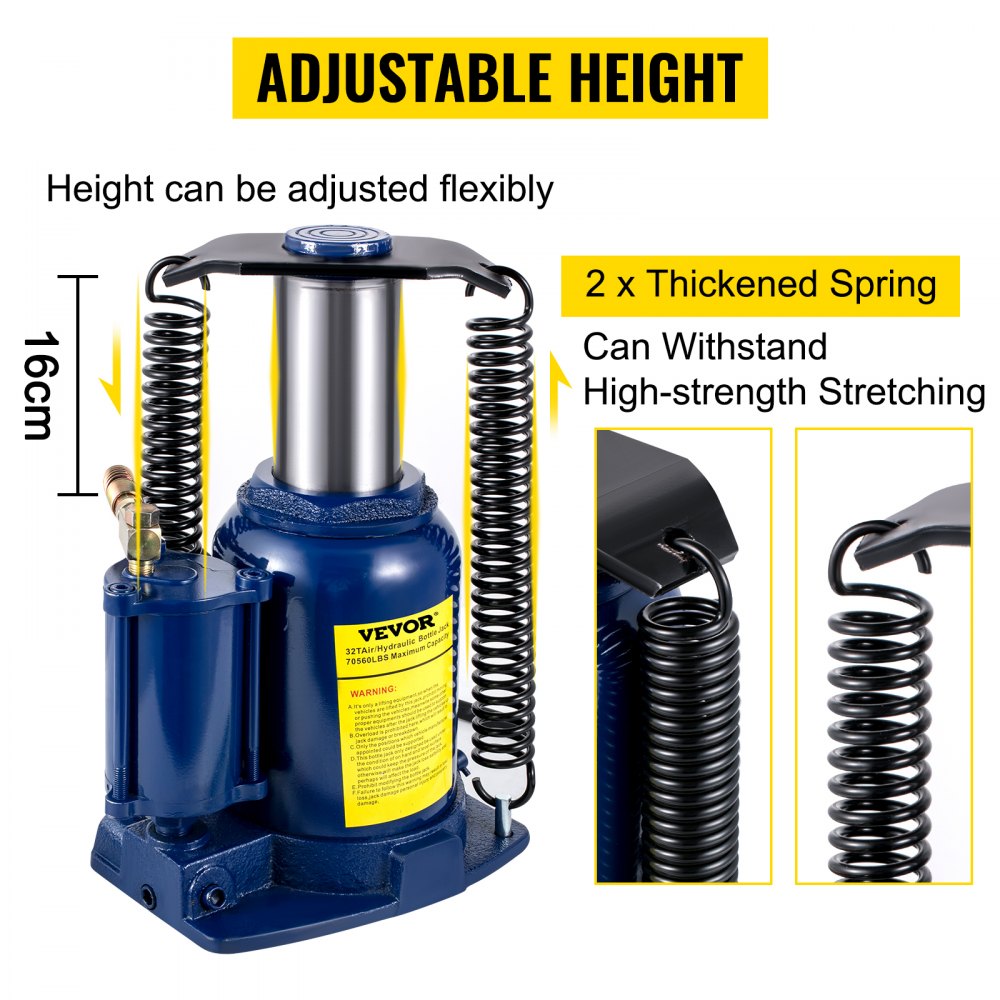 QJD-32B - 32 Ton Dual Operation Air Hydraulic Bottle Jack