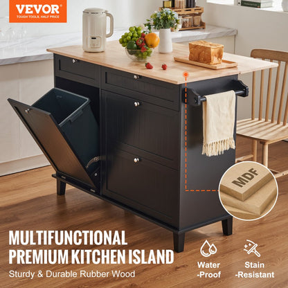 SR231333 - 50x29 Kitchen Island Cart with Solid Wood Top & Storage