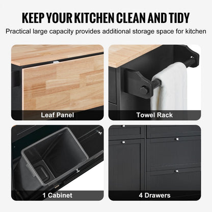 SR231333 - 50x29 Kitchen Island Cart with Solid Wood Top & Storage