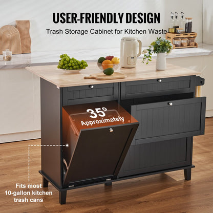 SR231333 - 50x29 Kitchen Island Cart with Solid Wood Top & Storage