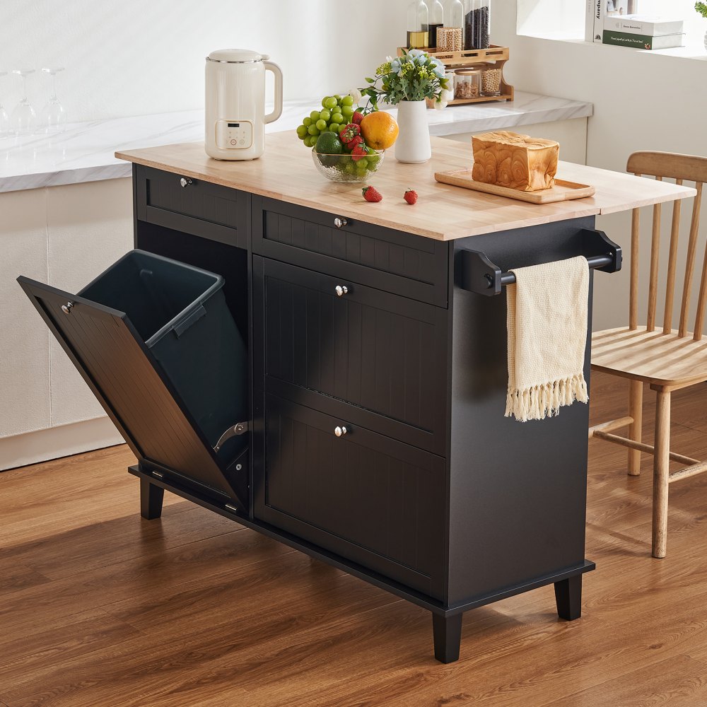 SR231333 - 50x29 Kitchen Island Cart with Solid Wood Top & Storage