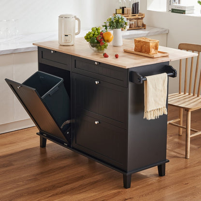 SR231333 - 50x29 Kitchen Island Cart with Solid Wood Top & Storage