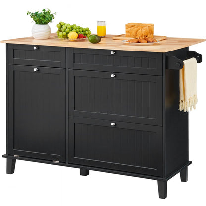 SR231333 - 50x29 Kitchen Island Cart with Solid Wood Top & Storage
