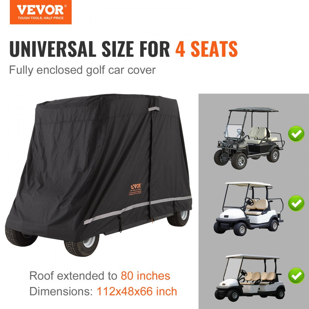 COV-21 - Waterproof 4-Passenger Golf Cart Cover with Zippered Access