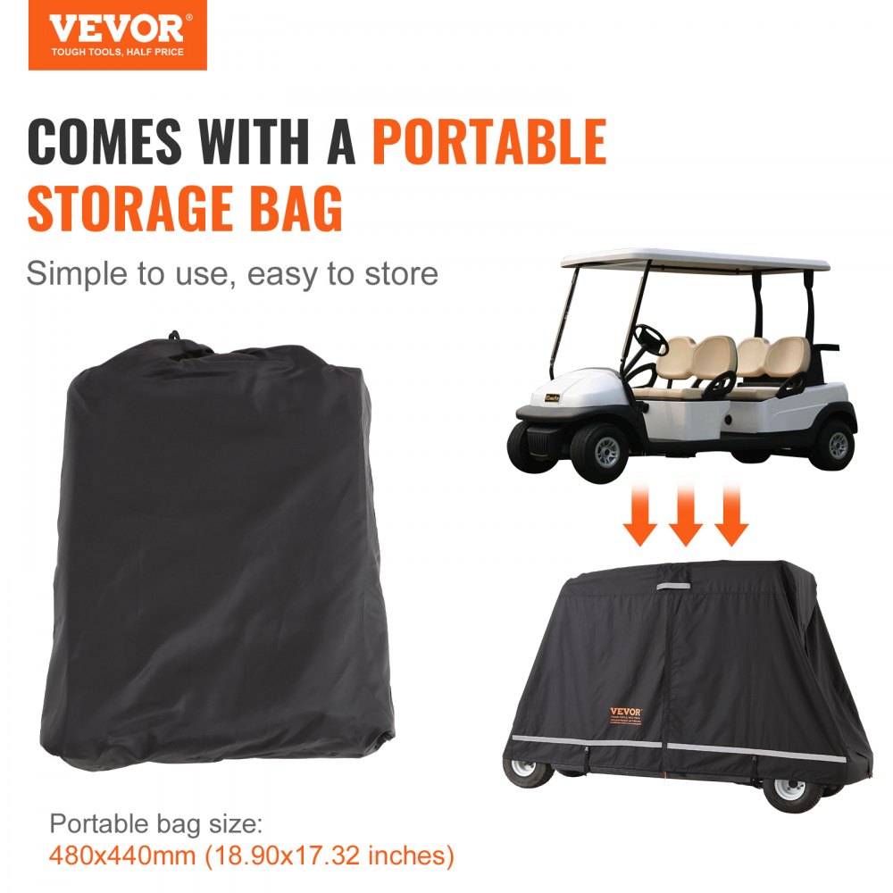 COV-21 - Waterproof 4-Passenger Golf Cart Cover with Zippered Access