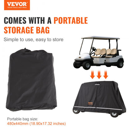 COV-21 - Waterproof 4-Passenger Golf Cart Cover with Zippered Access