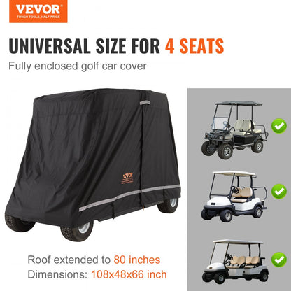 COV-20 - Waterproof 4-Person Golf Cart Cover with Zippered Access