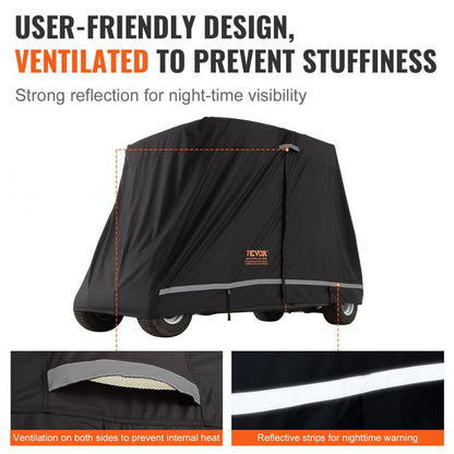 COV-20 - Waterproof 4-Person Golf Cart Cover with Zippered Access