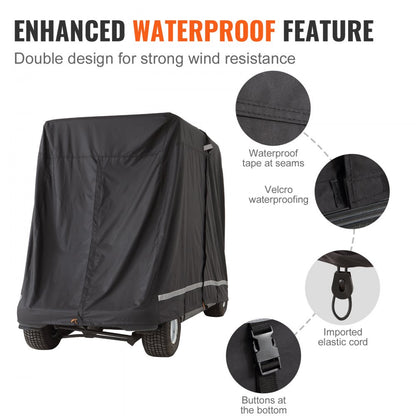 COV-20 - Waterproof 4-Person Golf Cart Cover with Zippered Access