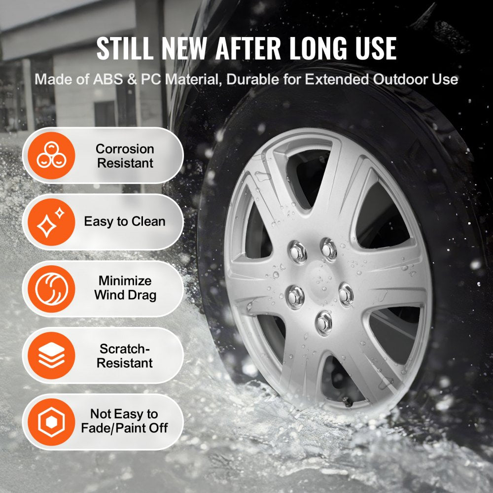 010630325839 - R15 Clip-On Hubcaps with Multi-Spoke Design for Durability