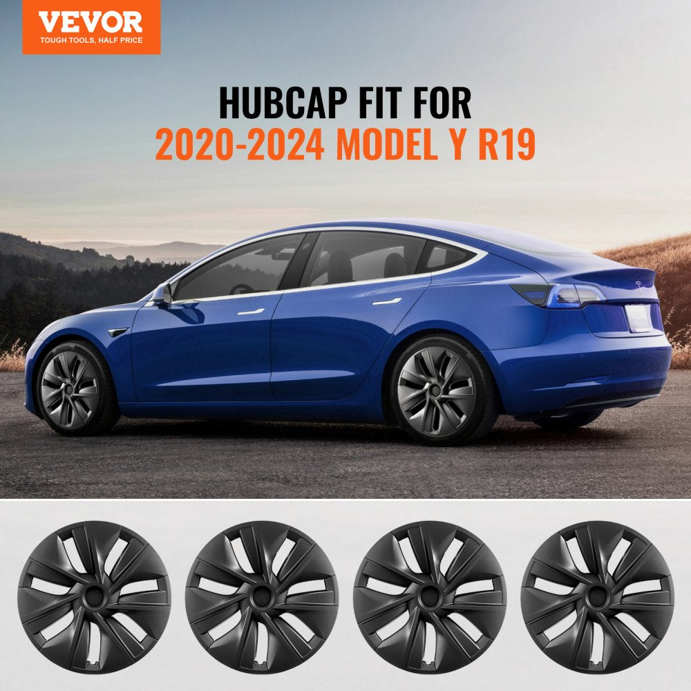 010491377969 - Stylish 19" Tesla Hubcaps with Durable ABS+PC Protection