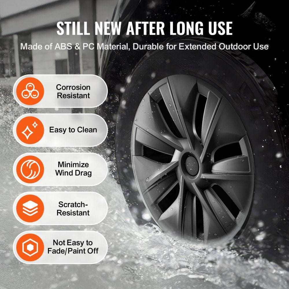 010491377969 - Stylish 19" Tesla Hubcaps with Durable ABS+PC Protection