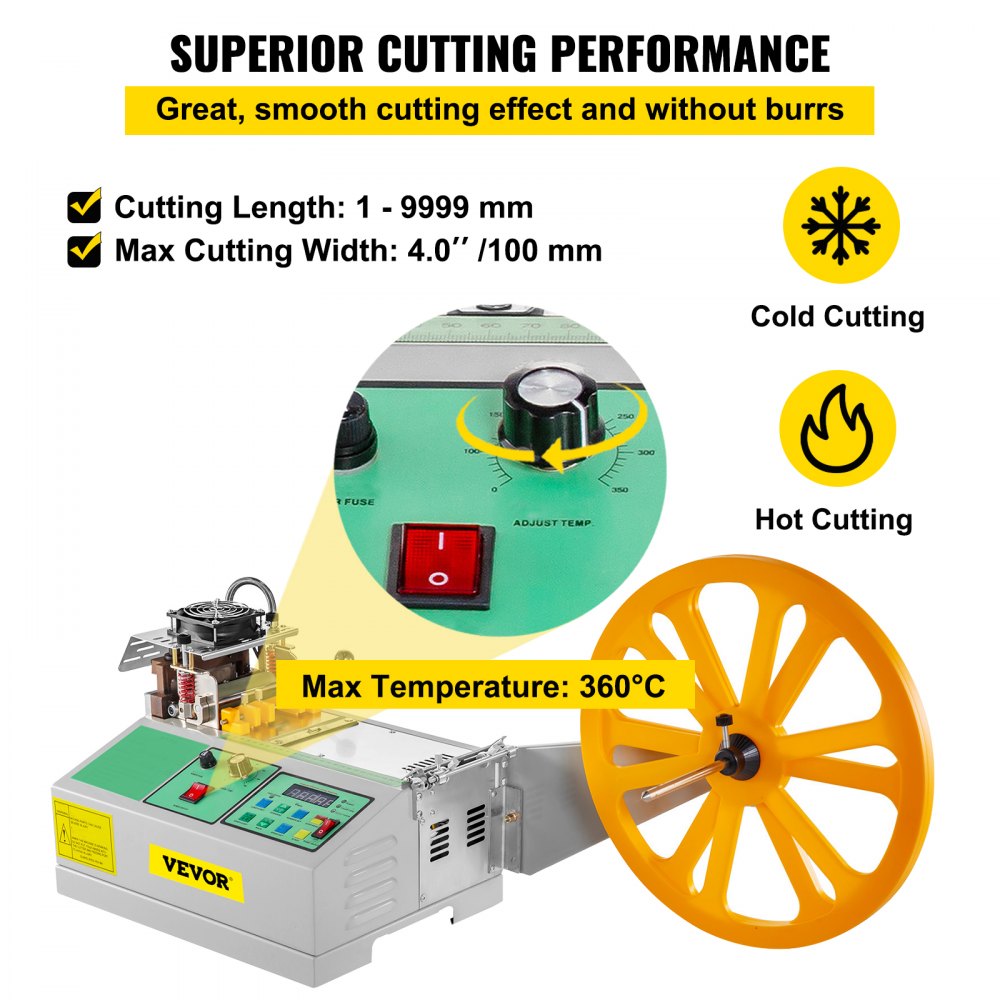 010767226286 - VEVOR 500W Automatic Tape Cutter for Hot/Cold Cutting