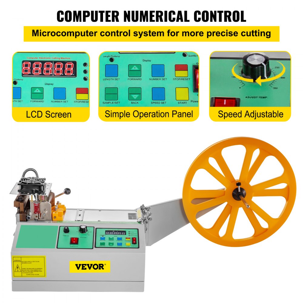 010767226286 - VEVOR 500W Automatic Tape Cutter for Hot/Cold Cutting