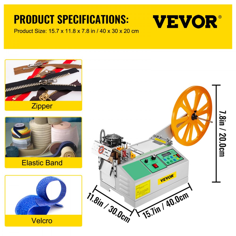 010767226286 - VEVOR 500W Automatic Tape Cutter for Hot/Cold Cutting