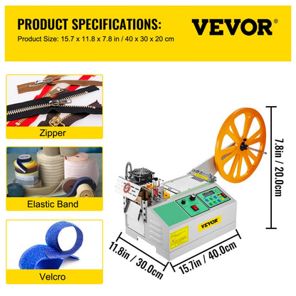 010767226286 - VEVOR 500W Automatic Tape Cutter for Hot/Cold Cutting