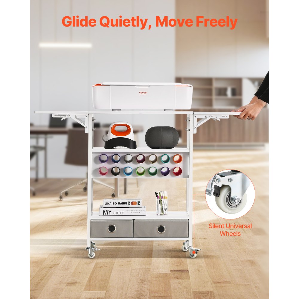 C240406S-01 - 47” Rolling Craft Cart with Drawers & Vinyl Storage