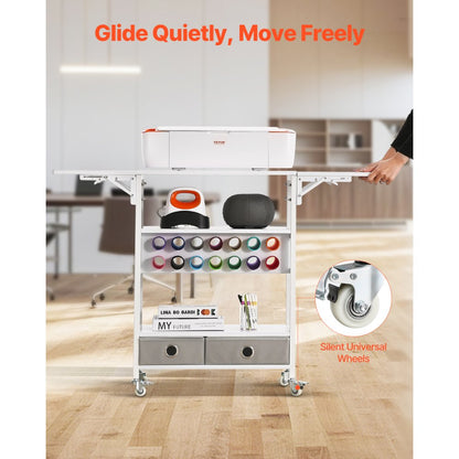 C240406S-01 - 47” Rolling Craft Cart with Drawers & Vinyl Storage