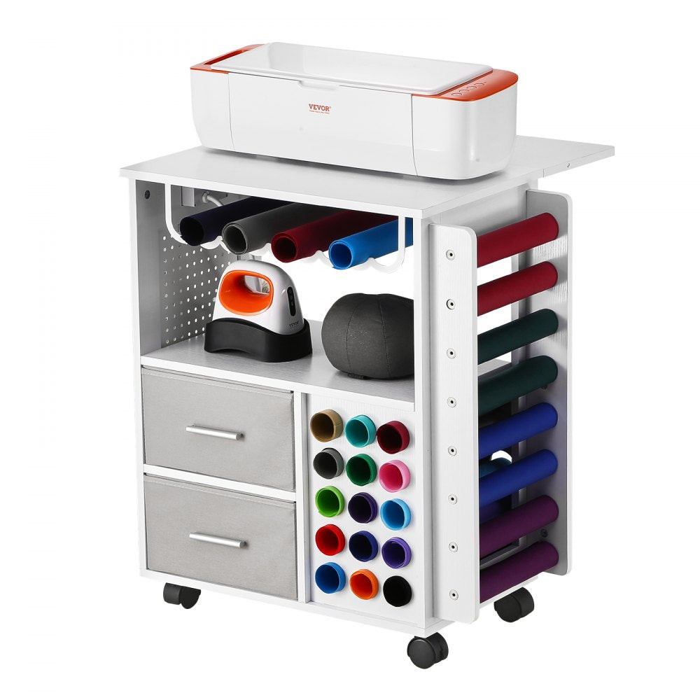 C240405S-01 - Versatile Rolling Craft Cart with Charging Station and 15 Vinyl Holders
