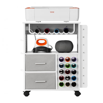 C240405S-01 - Versatile Rolling Craft Cart with Charging Station and 15 Vinyl Holders